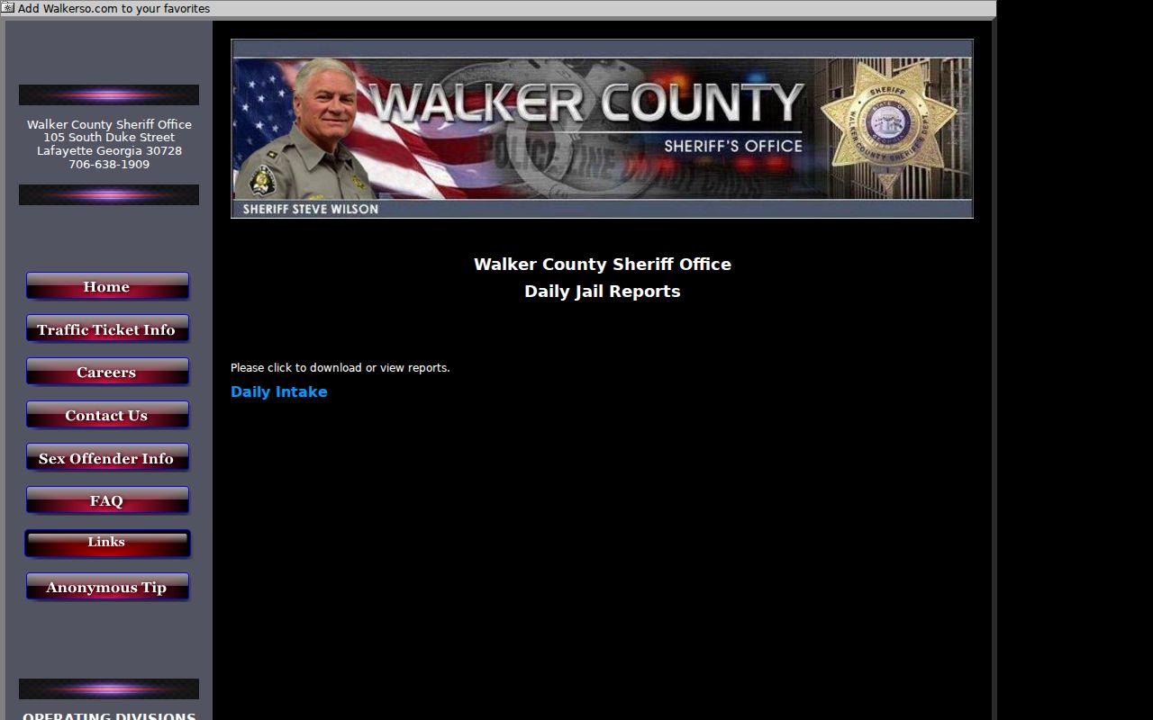 Walker County Sheriff's Daily Jail Reports index