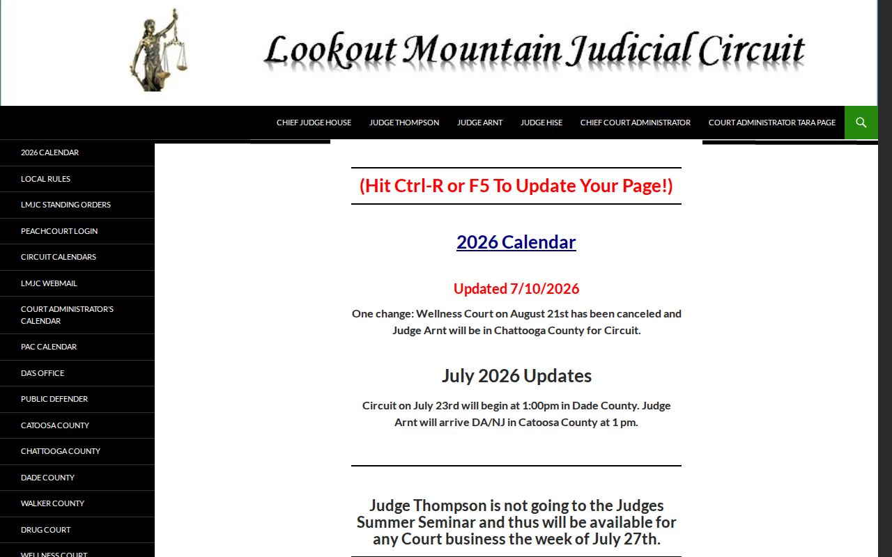 Walker County criminal court cases on the Lookout Mountain Judicial Circuit website