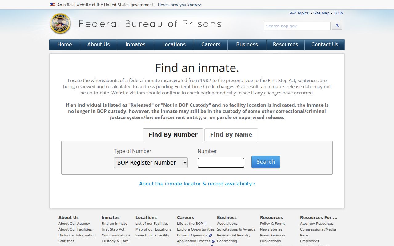 Walker County federal criminal custody records in the Bureau of Prisons locator