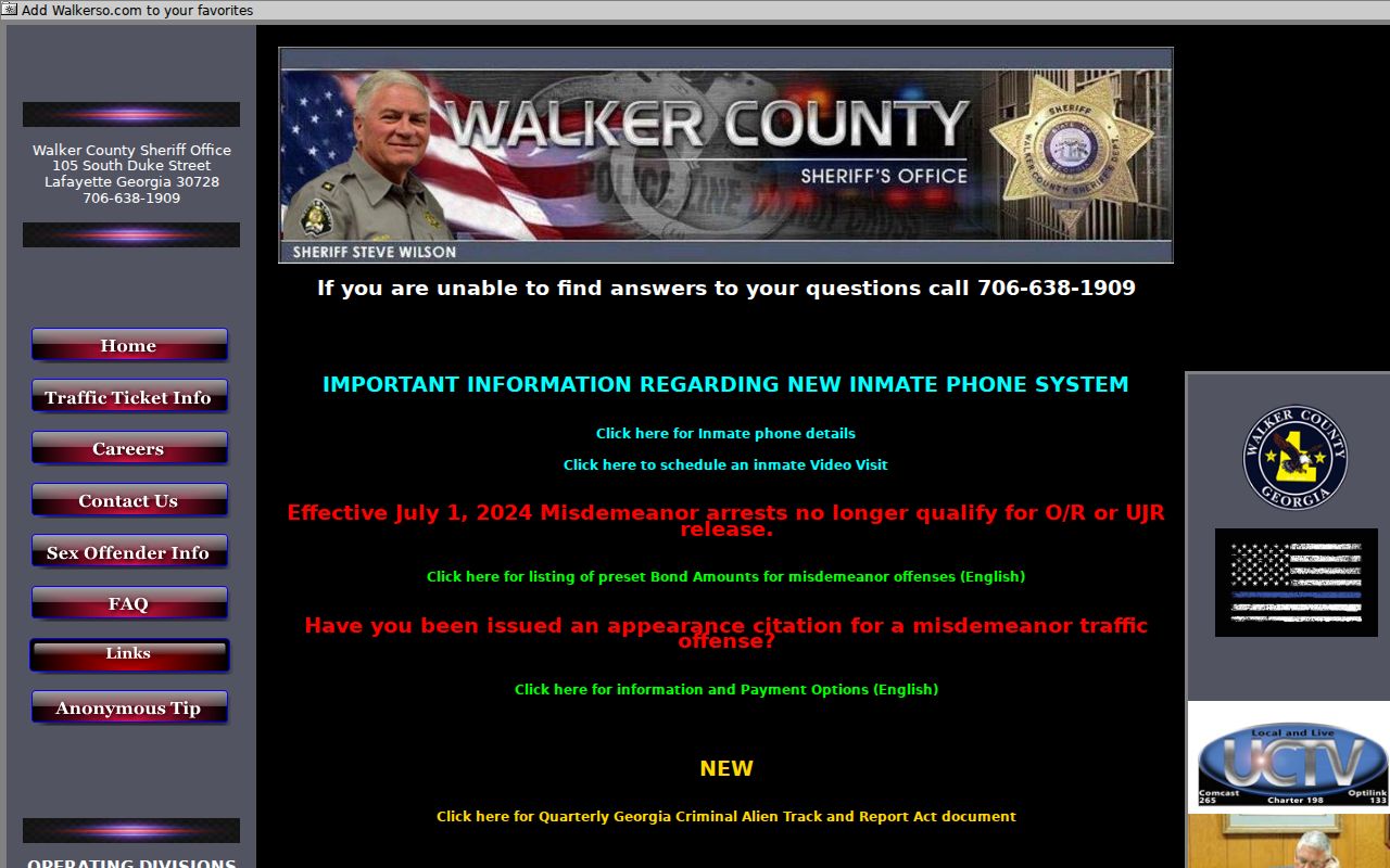 Walker County Sheriff's Office criminal history records website